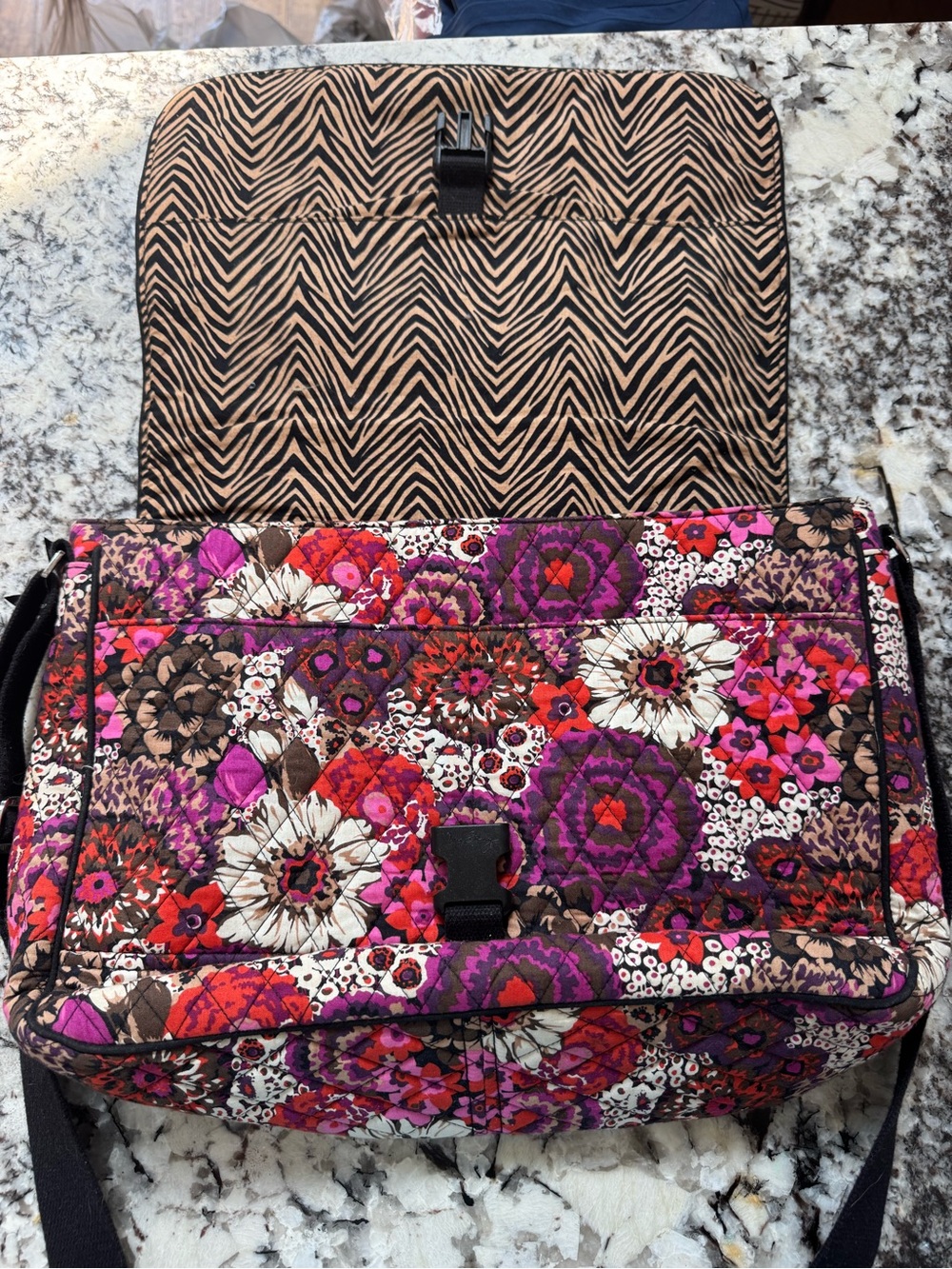 Vera Bradley Purple and Link Floral Quilted Crossbody Work/Laptop bag